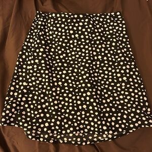 Black and white polka dot mini skirt